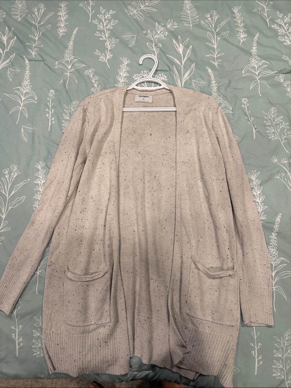 Old Navy Light Cream Speckled Open Cardigan